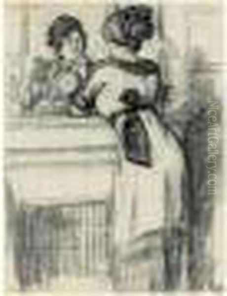 Femme A La Cheminee by Rene Xavier Francois Prinet