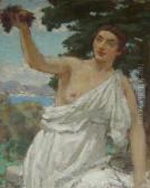 Pomone Nymphe Mediterraneenne Oil Painting by Rene Xavier Francois Prinet