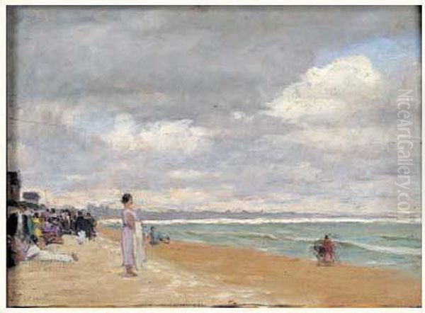 Etude Pour La Plage, Cabourg Oil Painting by Rene Xavier Francois Prinet