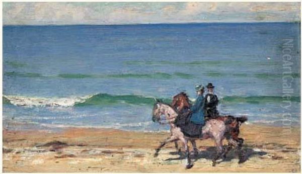 Cavaliers Sur La Plage Oil Painting by Rene Xavier Francois Prinet