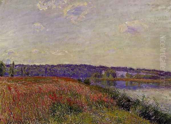 The Fields and Hills of Veneux-Nadon Oil Painting by Alfred Sisley