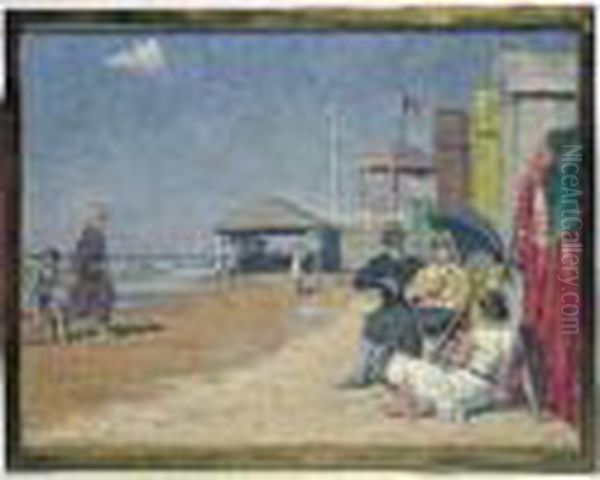 Cabourg : La Plage Oil Painting by Rene Xavier Francois Prinet