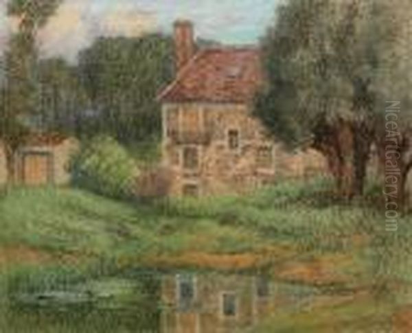 House By A River Oil Painting by Pierre Ernest Prins