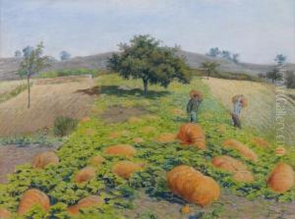 La Recolte Des Citrouilles Oil Painting by Pierre Ernest Prins