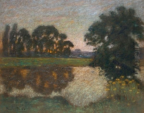 Sunset On The River Oil Painting by Pierre Ernest Prins