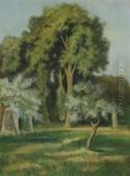 Des Arbres Dans Un Jardin; Et Les Chenes A Saintvalery-sur-somme Oil Painting by Pierre Ernest Prins