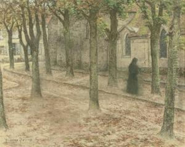 Place De L' Eglise De Sucy-en-brie Oil Painting by Pierre Ernest Prins