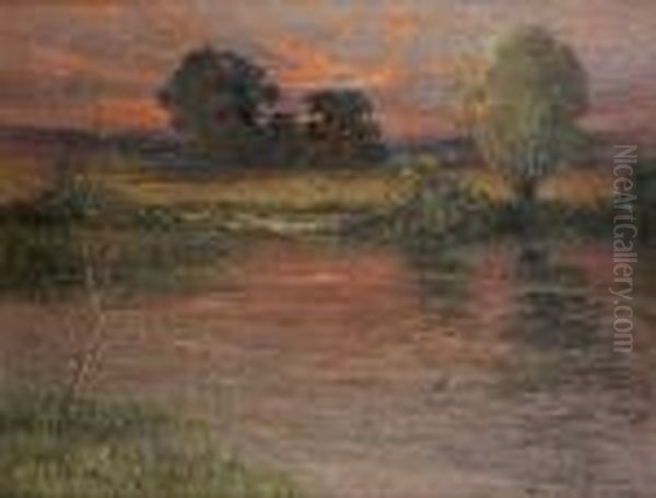 Soleil Couchant Sur La Riviere Oil Painting by Pierre Ernest Prins