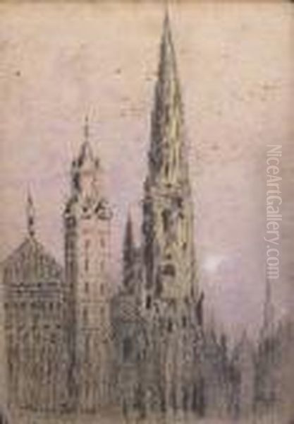 Fleches De Cathedrale Oil Painting by Pierre Ernest Prins