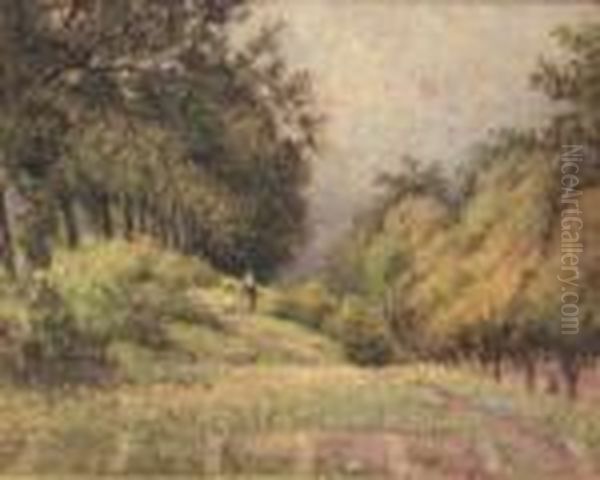 Le Parc Des Fortifications D'auteuil A La Muette Oil Painting by Pierre Ernest Prins