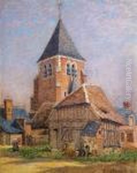 L'eglise De Nonan Le Fuselier Oil Painting by Pierre Ernest Prins