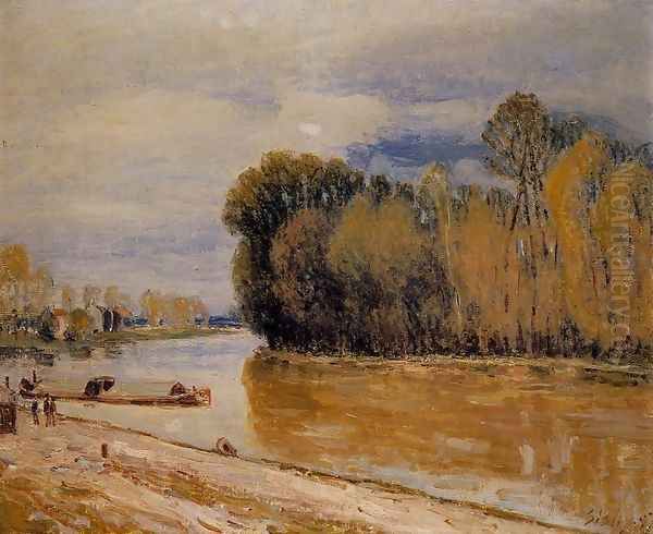 The Loing Canal II Oil Painting by Alfred Sisley