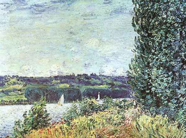 The Banks of the Seine- Wind Blowing 1894 Oil Painting by Alfred Sisley