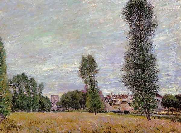 The Village of Moret, Seen from the Fields Oil Painting by Alfred Sisley