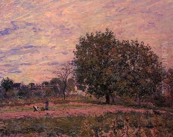 Walnut Trees, Sunset - Early Days of October Oil Painting by Alfred Sisley