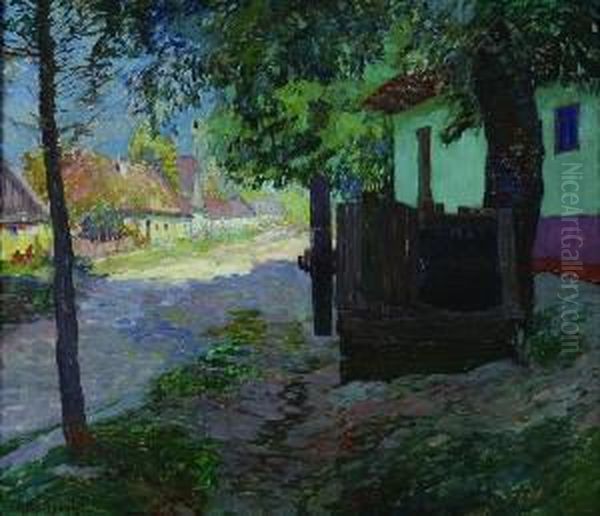 Village Street In Sun Oil Painting by Antonin Prochazka