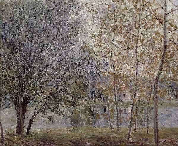 The Loing Canal in Spring, 1892 Oil Painting by Alfred Sisley