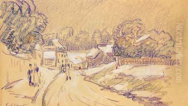 Early Snow at Louveciennes I Oil Painting by Alfred Sisley