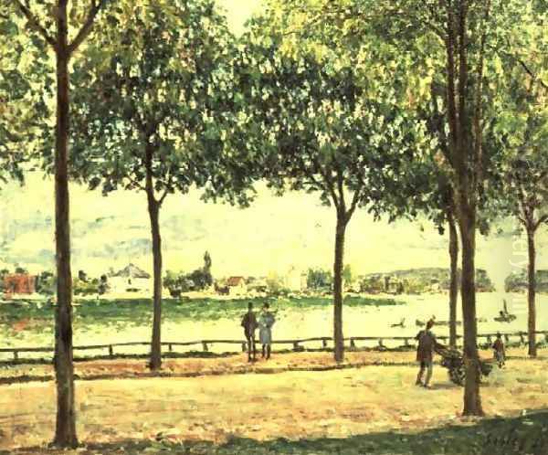 Street of Spanish Chestnut Trees by the River, 1878 Oil Painting by Alfred Sisley