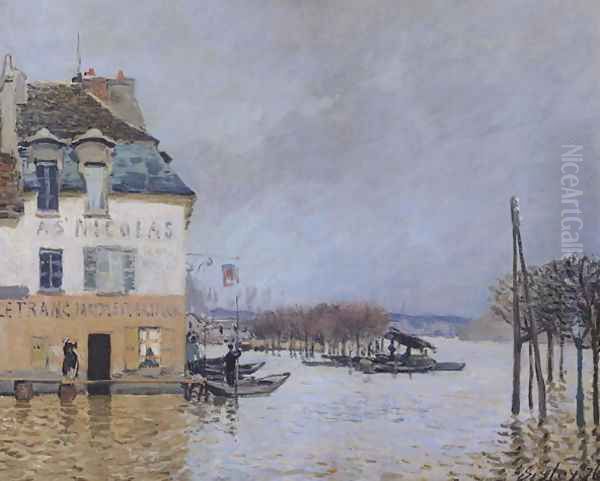 The Flood at Port-Marly, 1876 2 Oil Painting by Alfred Sisley