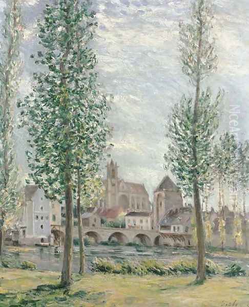 View of Moret-sur-Loing through the Trees Oil Painting by Alfred Sisley