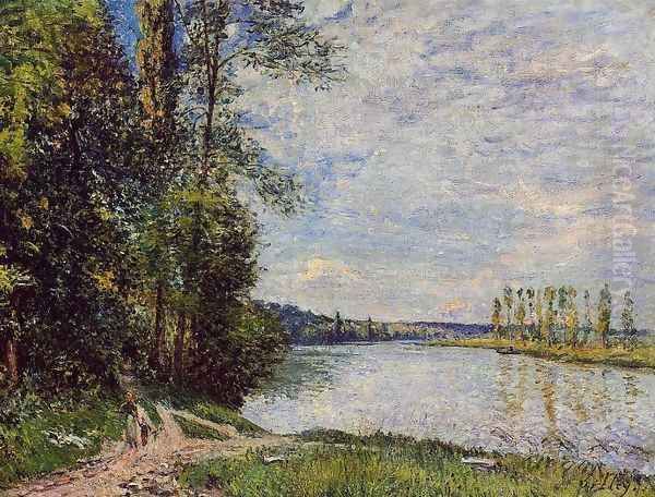 The Path from Veneux to Thomery along the Water, Evening Oil Painting by Alfred Sisley