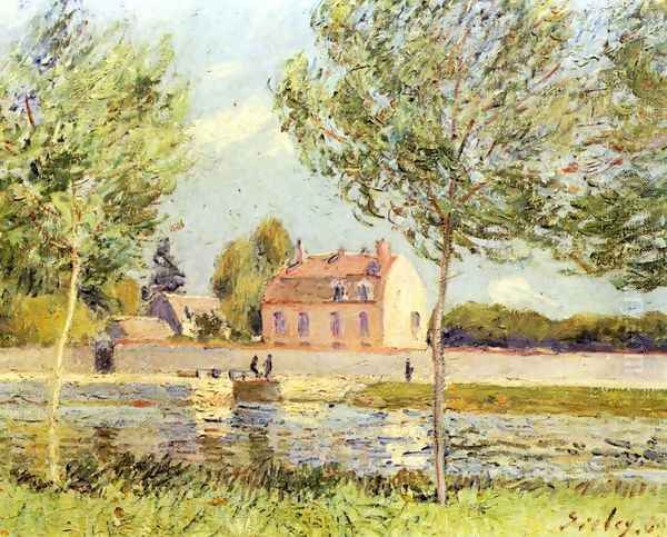 Houses on the bank of Loing Oil Painting by Alfred Sisley