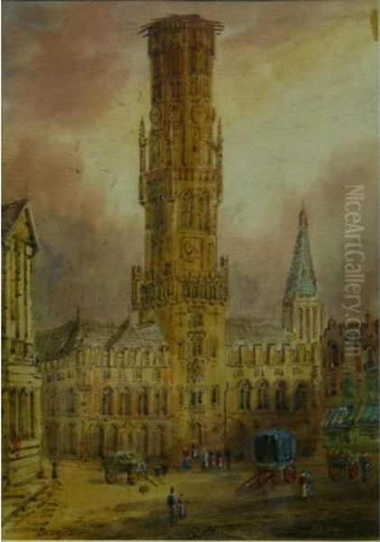 Bruges Oil Painting by Samuel Prout