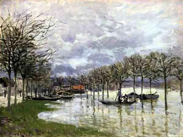 The Flood on the Road to Saint-Germain, 1876 Oil Painting by Alfred Sisley