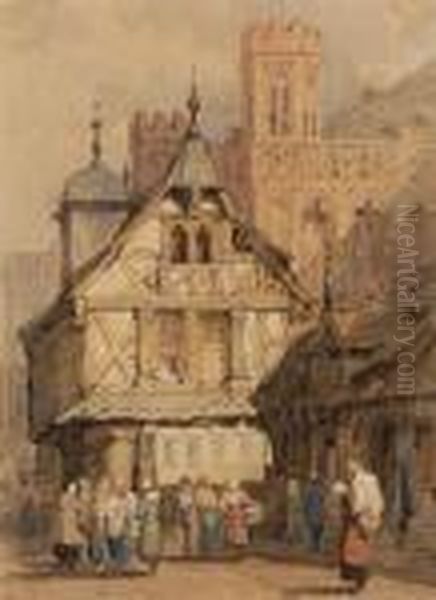 Continental Street Scene Oil Painting by Samuel Prout