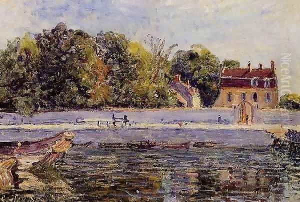 Saint-Mammes - House on the Canal du Loing Oil Painting by Alfred Sisley