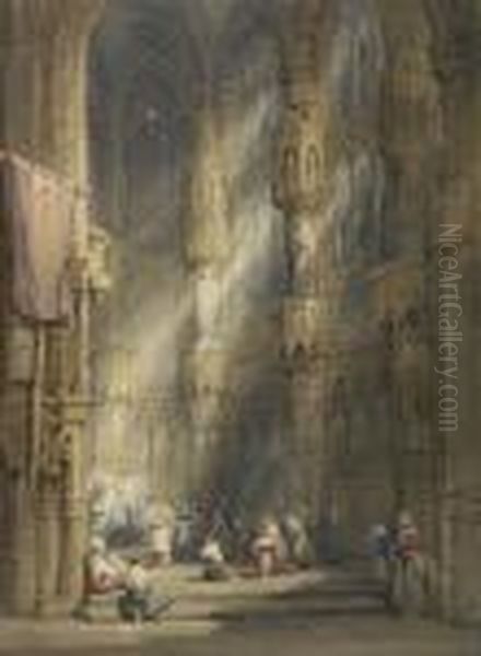 Interior At St Jacques, Dieppe Oil Painting by Samuel Prout