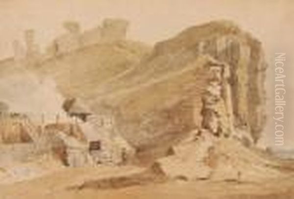 Lime Kilns Near The Cliffs At Hastings Oil Painting by Samuel Prout