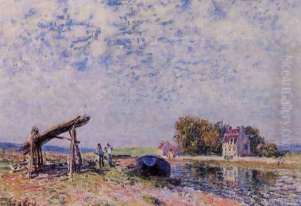 The Loing Canal at Saint-Mammes Oil Painting by Alfred Sisley