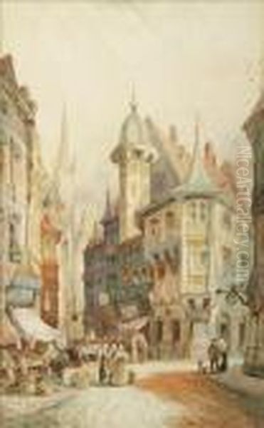 Street Scene Oil Painting by Samuel Prout