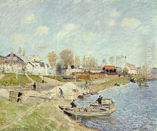 The Quay at Sable near Port-Marly, 1875 Oil Painting by Alfred Sisley