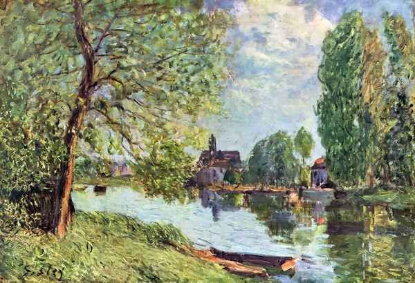 River landscape Moret-sur-Loing Oil Painting by Alfred Sisley