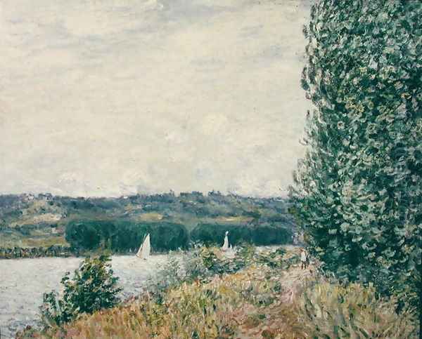 The Seine at Bouille, a Gust of Wind, 1894 Oil Painting by Alfred Sisley