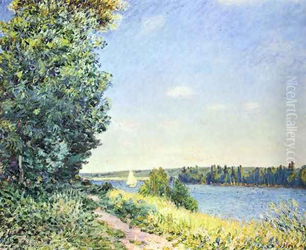 Normandie, Pfad am Wasser, abends bei Sahurs Oil Painting by Alfred Sisley