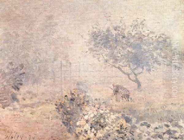 Misty Morning Oil Painting by Alfred Sisley