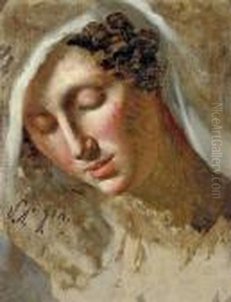 Study Of The Head Of A Young Woman Oil Painting by Pierre-Paul Prud'hon