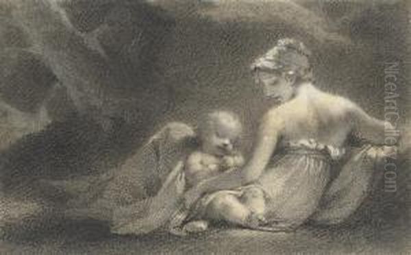 L'innocence: A Woman And A Sleeping Cupid Oil Painting by Pierre-Paul Prud'hon