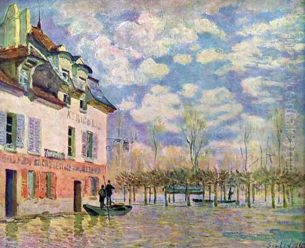 Punt in the inundation Oil Painting by Alfred Sisley