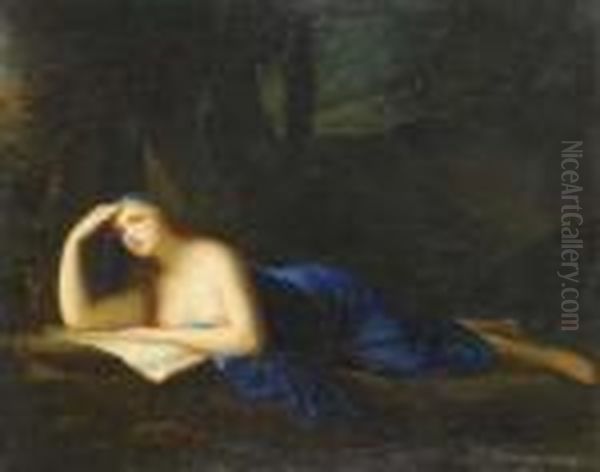 Muse Mit Blauem Tuch. Oil Painting by Pierre-Paul Prud'hon