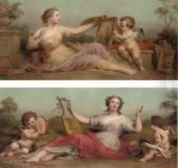 An Allegory Of Painting; And An Allegory Of Music Oil Painting by Pierre-Paul Prud'hon