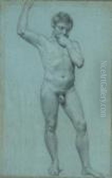 A Male Nude, His Right Hand Raised Oil Painting by Pierre-Paul Prud'hon