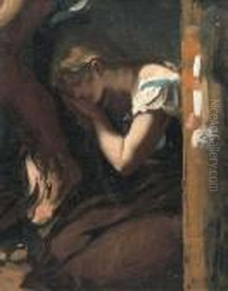 The Weeping Magdalen At The Foot Of The Cross Oil Painting by Pierre-Paul Prud'hon