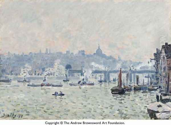 View of the Thames: Charing Cross Bridge Oil Painting by Alfred Sisley