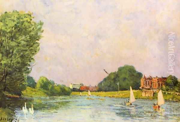 Themse with Hampton Court Oil Painting by Alfred Sisley