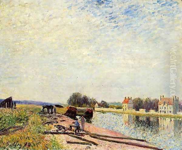 Barges on the Loing at Saint-Mammes 1884 1 Oil Painting by Alfred Sisley